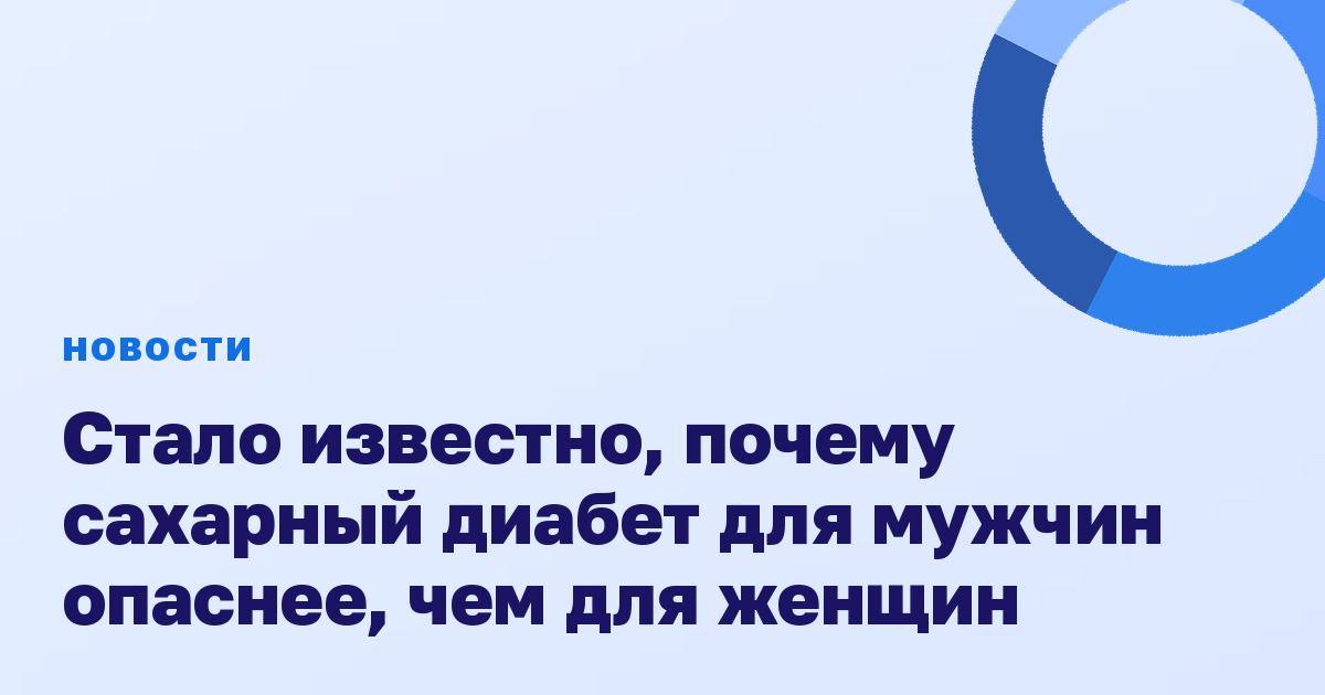 Стало известно, почему сахарный диабет для мужчин опаснее, чем для женщин