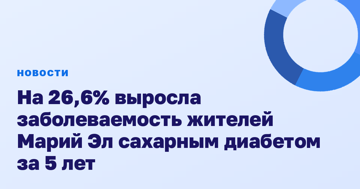 На 26,6% выросла заболеваемость жителей Марий Эл сахарным диабетом за 5 лет
