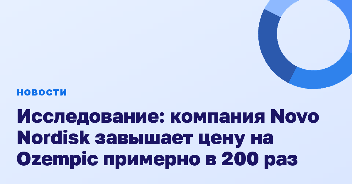 Исследование: компания Novo Nordisk завышает цену на Ozempic примерно в 200 раз