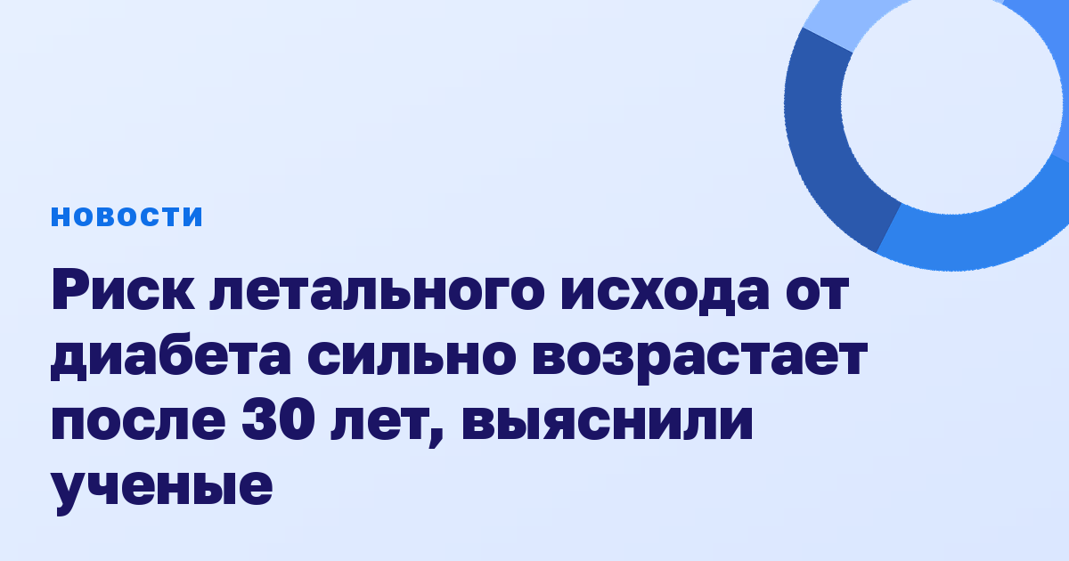 Риск летального исхода от диабета сильно возрастает после 30 лет, выяснили ученые