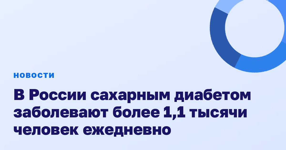В России сахарным диабетом заболевают более 1,1 тысячи человек ежедневно